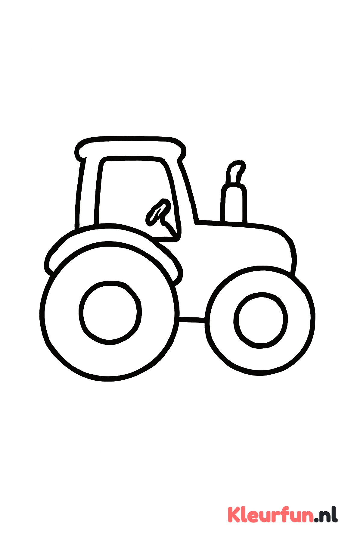 Kleine tractor met grote wielen